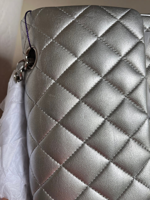Sold Chanel Classic Flap 2010 Silver Lambskin Leather