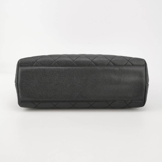 Sold Chanel Vintage Top Handle Kelly Flap Bag Black Quilted Caviar Leather