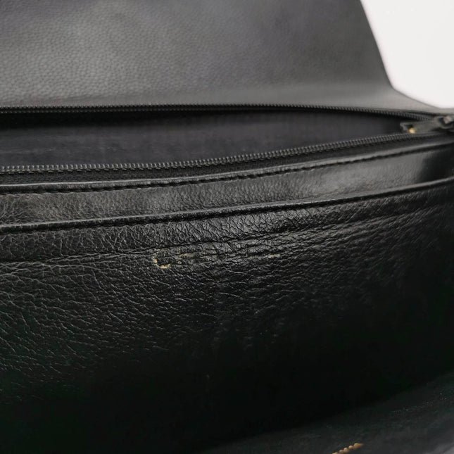 Sold Chanel Vintage Top Handle Kelly Flap Bag Black Quilted Caviar Leather