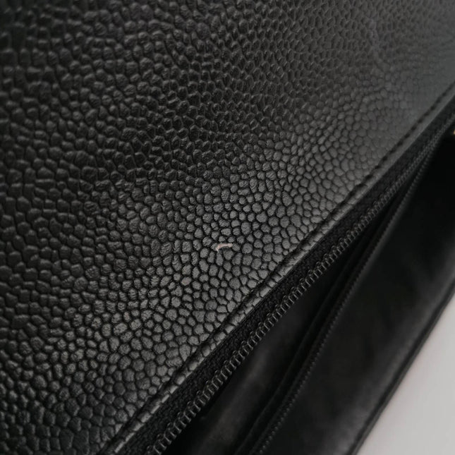 Sold Chanel Vintage Top Handle Kelly Flap Bag Black Quilted Caviar Leather