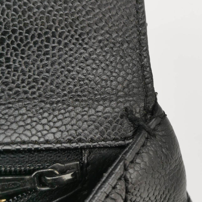 Sold Chanel Vintage Top Handle Kelly Flap Bag Black Quilted Caviar Leather