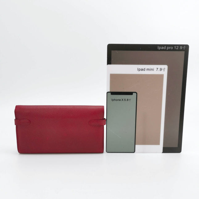 Hermes Kelly Wallet Burgundy Gold Hardware