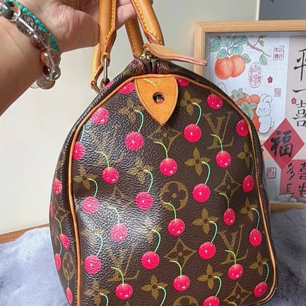 Sac bandoulière Louis Vuitton x Takashi Murakami Speedy 25 Cerises en Monogram