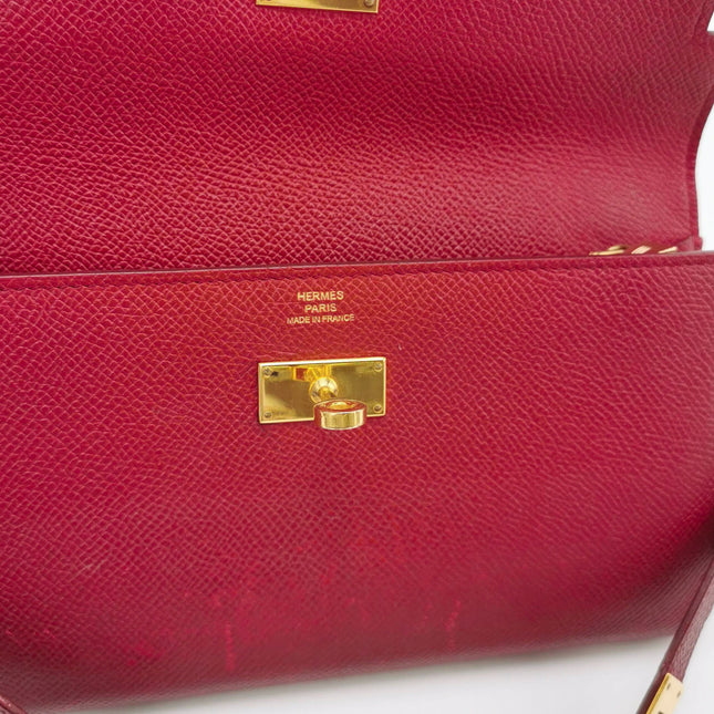 Hermes Kelly Wallet Burgundy Gold Hardware