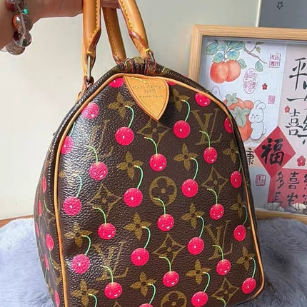 Sac bandoulière Louis Vuitton x Takashi Murakami Speedy 25 Cerises en Monogram