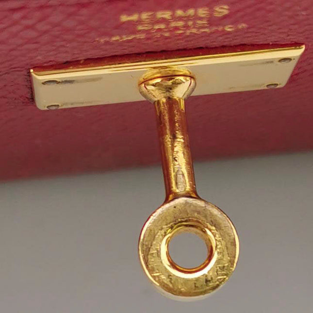 Hermes Kelly Wallet Burgundy Gold Hardware