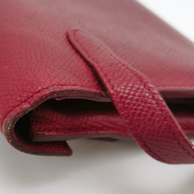 Hermes Kelly Wallet Burgundy Gold Hardware