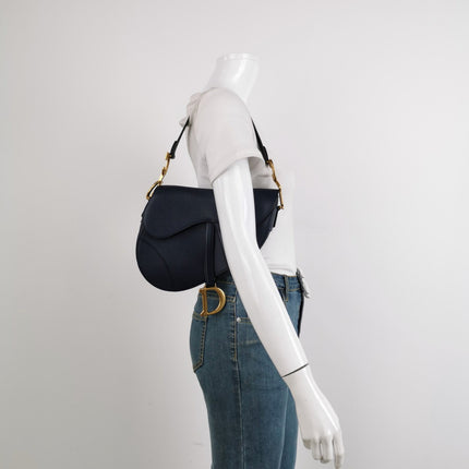 Sold Dior Saddle Navy Medium Grained Leather Handbag