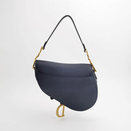 Sold Dior Saddle Navy Medium Grained Leather Handbag