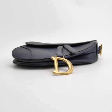 Sold Dior Saddle Navy Medium Grained Leather Handbag