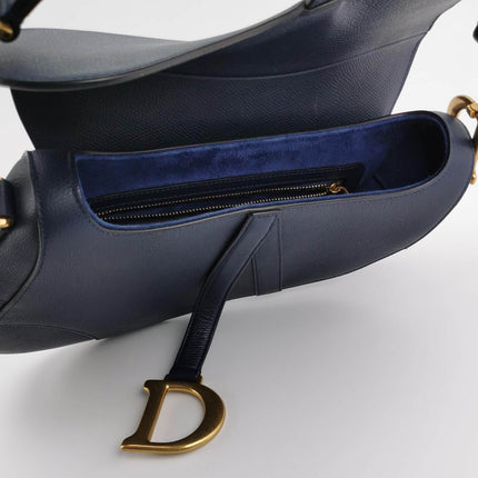 Sold Dior Saddle Navy Medium Grained Leather Handbag