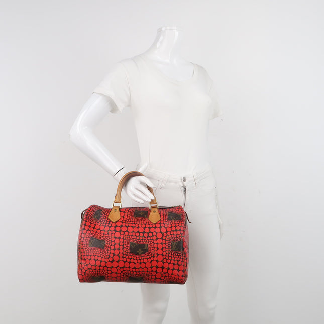 Louis Vuitton x Yayoi Kusama Limited Edition Speedy 30 Red Top Handle Bag