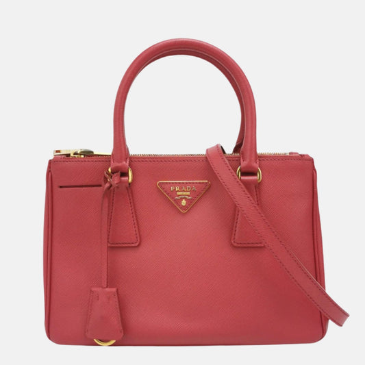 Prada Galleria Saffiano Leather Small Pink Handbag with Strap