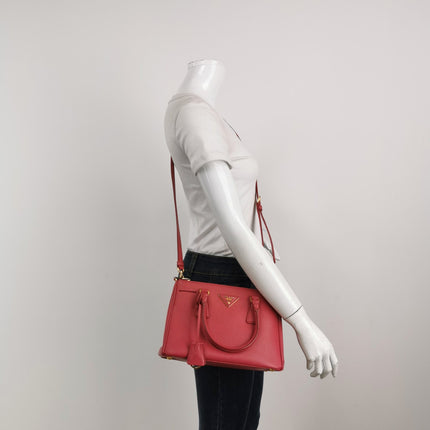 Prada Galleria Saffiano Leather Small Pink Handbag with Strap
