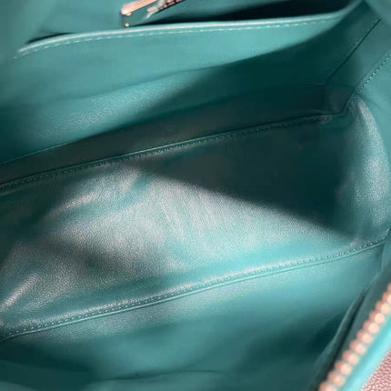 Loewe Small Featherlight Puzzle Soft Nappa Leather Top Handle Crossbody Bag Turquoise Aquamarine