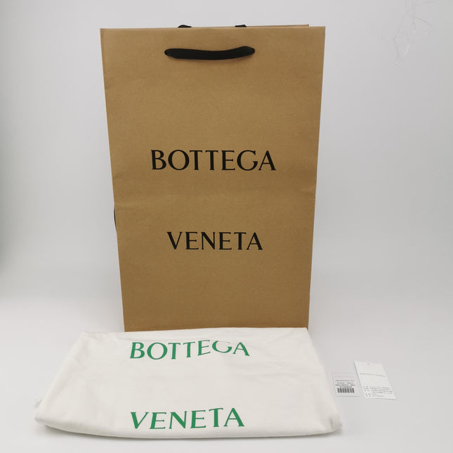 Bottega Veneta Andiamo Medium White and Burgundy Checkered Intrecciato Leather Handbag