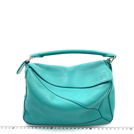 Loewe Small Featherlight Puzzle Soft Nappa Leather Top Handle Crossbody Bag Turquoise Aquamarine-Luxbags