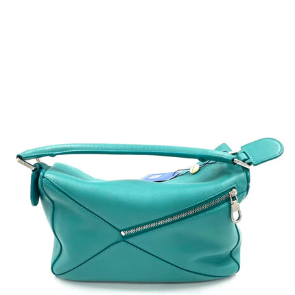 Loewe Small Featherlight Puzzle Soft Nappa Leather Top Handle Crossbody Bag Turquoise Aquamarine