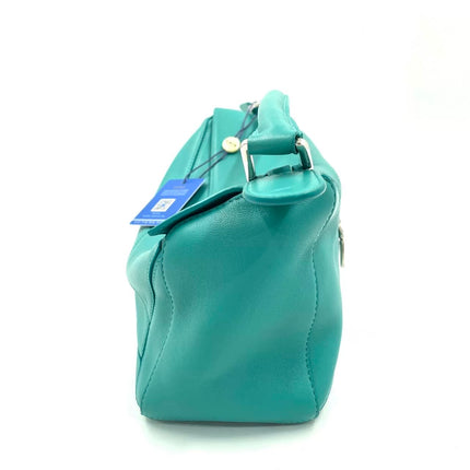 Loewe Small Featherlight Puzzle Soft Nappa Leather Top Handle Crossbody Bag Turquoise Aquamarine