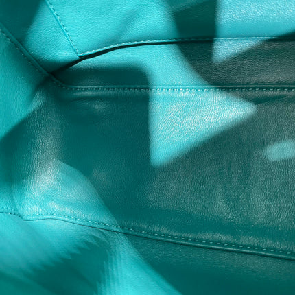 Loewe Small Featherlight Puzzle Soft Nappa Leather Top Handle Crossbody Bag Turquoise Aquamarine