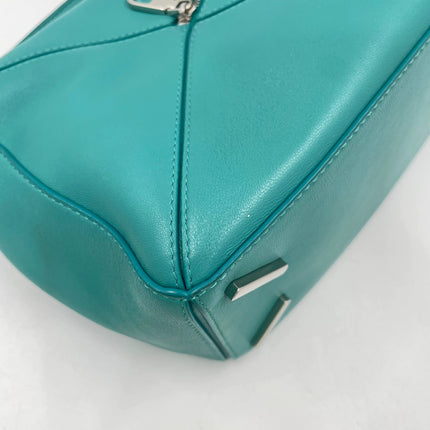 Loewe Small Featherlight Puzzle Soft Nappa Leather Top Handle Crossbody Bag Turquoise Aquamarine