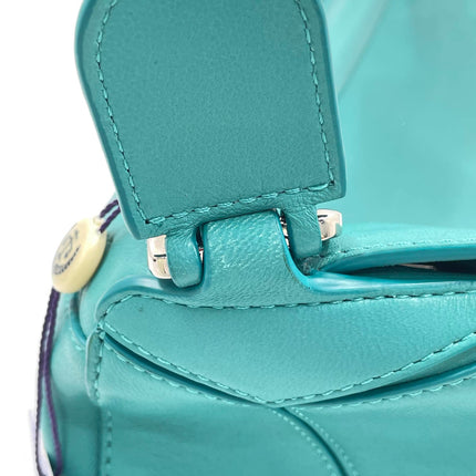 Loewe Small Featherlight Puzzle Soft Nappa Leather Top Handle Crossbody Bag Turquoise Aquamarine