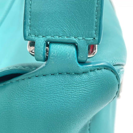 Loewe Small Featherlight Puzzle Soft Nappa Leather Top Handle Crossbody Bag Turquoise Aquamarine
