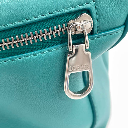 Loewe Small Featherlight Puzzle Soft Nappa Leather Top Handle Crossbody Bag Turquoise Aquamarine