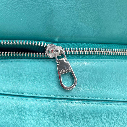 Loewe Small Featherlight Puzzle Soft Nappa Leather Top Handle Crossbody Bag Turquoise Aquamarine