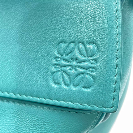 Loewe Small Featherlight Puzzle Soft Nappa Leather Top Handle Crossbody Bag Turquoise Aquamarine