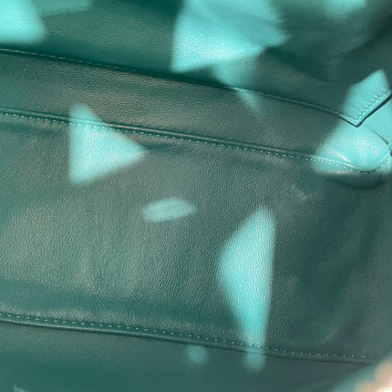 Loewe Small Featherlight Puzzle Soft Nappa Leather Top Handle Crossbody Bag Turquoise Aquamarine