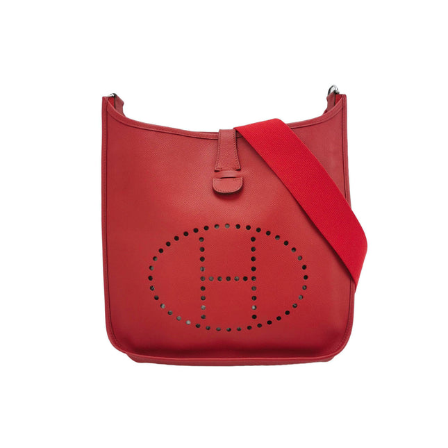 Hermes Evelyne 33 Large Crossbody Bag Bright Red with Adjustable Strap