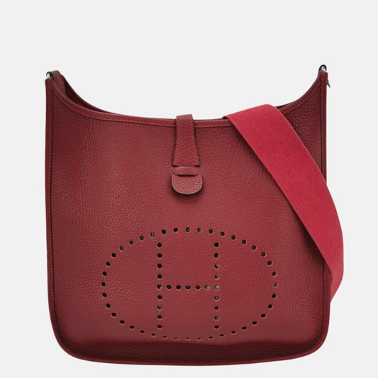 Hermes Evelyne 33 Large Crossbody Bag Burgundy with Strap