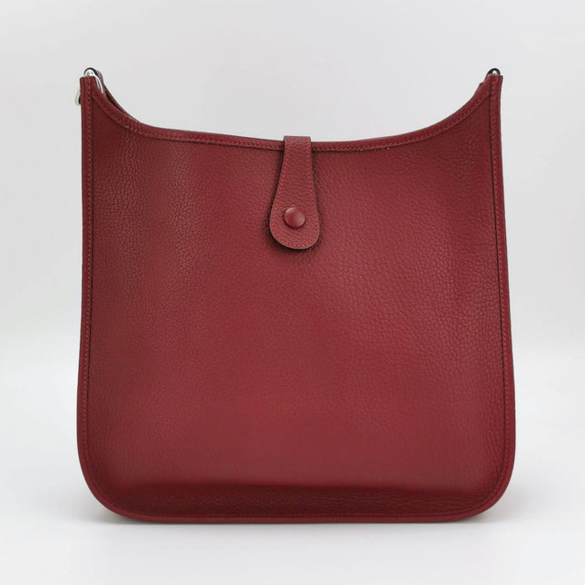 Hermes Evelyne 33 Large Crossbody Bag Burgundy with Strap