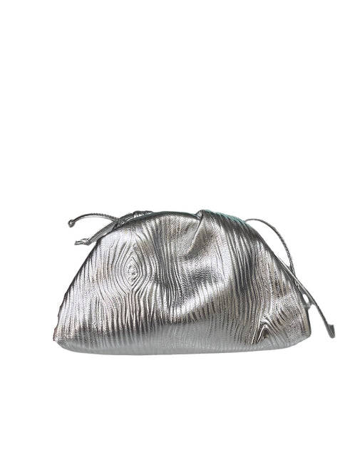 Sold Bottega Veneta Pouch Mini Silver Lambskin Leather Tree Trunk pattern-Luxbags