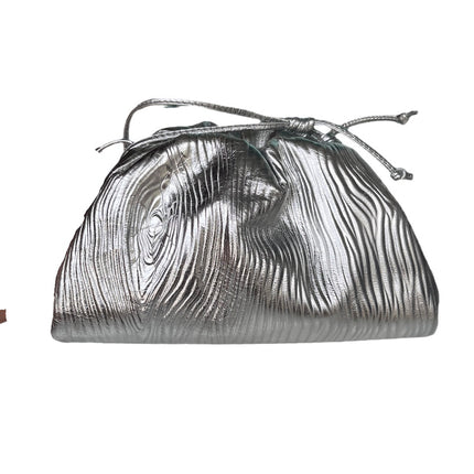 Sold Bottega Veneta Pouch Mini Silver Lambskin Leather Tree Trunk pattern