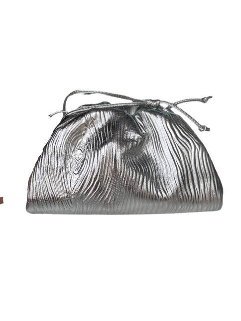 Sold Bottega Veneta Pouch Mini Silver Lambskin Leather Tree Trunk pattern