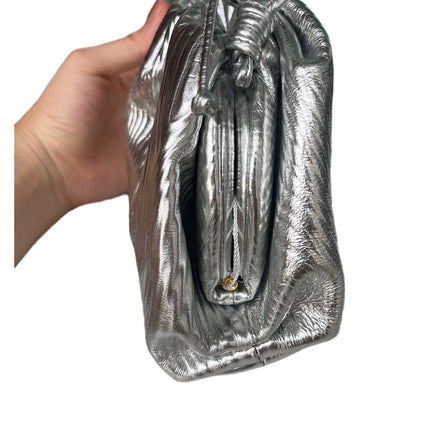 Sold Bottega Veneta Pouch Mini Silver Lambskin Leather Tree Trunk pattern