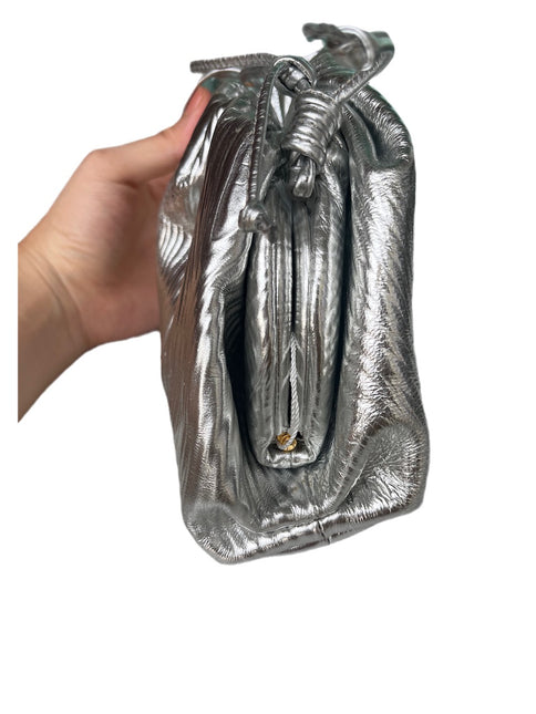 Sold Bottega Veneta Pouch Mini Silver Lambskin Leather Tree Trunk pattern