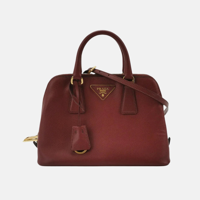 Prada Promenade Small Burgundy Leather Bag