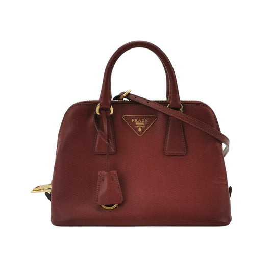 Prada Promenade Small Burgundy Leather Bag