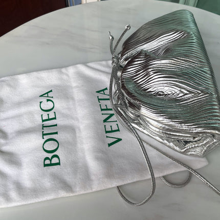 Sold Bottega Veneta Pouch Mini Silver Lambskin Leather Tree Trunk pattern
