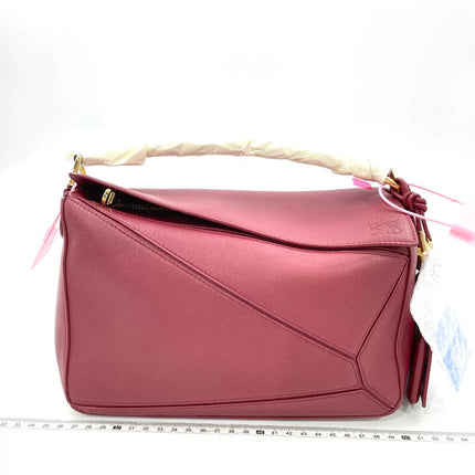 Loewe Small Featherlight Puzzle Dark Red Soft Nappa Leather Top Handle Crossbody Bag