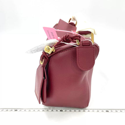 Loewe Small Featherlight Puzzle Dark Red Soft Nappa Leather Top Handle Crossbody Bag