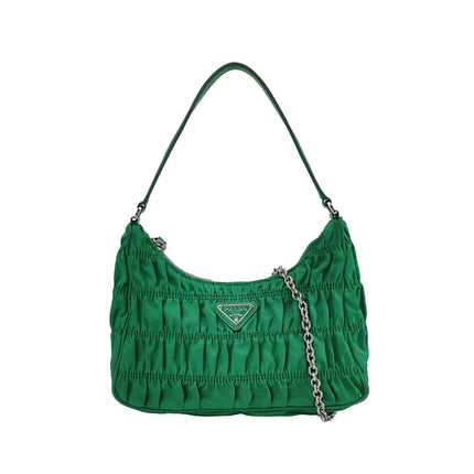Prada Tessuto Nylon Gaufre Hobo Shoulder Bag Mint Green