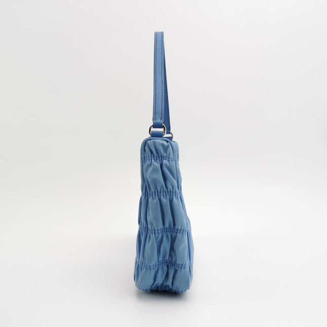 Sold Prada Tessuto Nylon Gaufre Hobo Shoulder Bag Blue