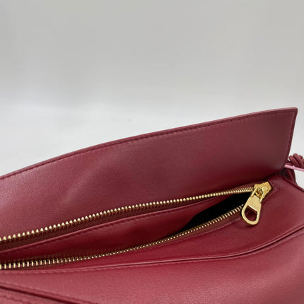Loewe Small Featherlight Puzzle Dark Red Soft Nappa Leather Top Handle Crossbody Bag
