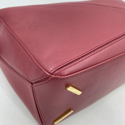Loewe Small Featherlight Puzzle Dark Red Soft Nappa Leather Top Handle Crossbody Bag