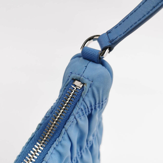Sold Prada Tessuto Nylon Gaufre Hobo Shoulder Bag Blue