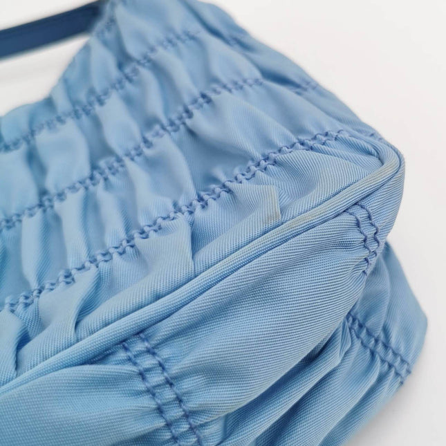 Sold Prada Tessuto Nylon Gaufre Hobo Shoulder Bag Blue